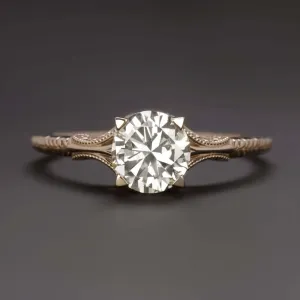 1 CARAT ROUND CUT DIAMOND ENGAGEMENT RING VINTAGE STYLE SOLITAIRE ROSE GOLD 1ct