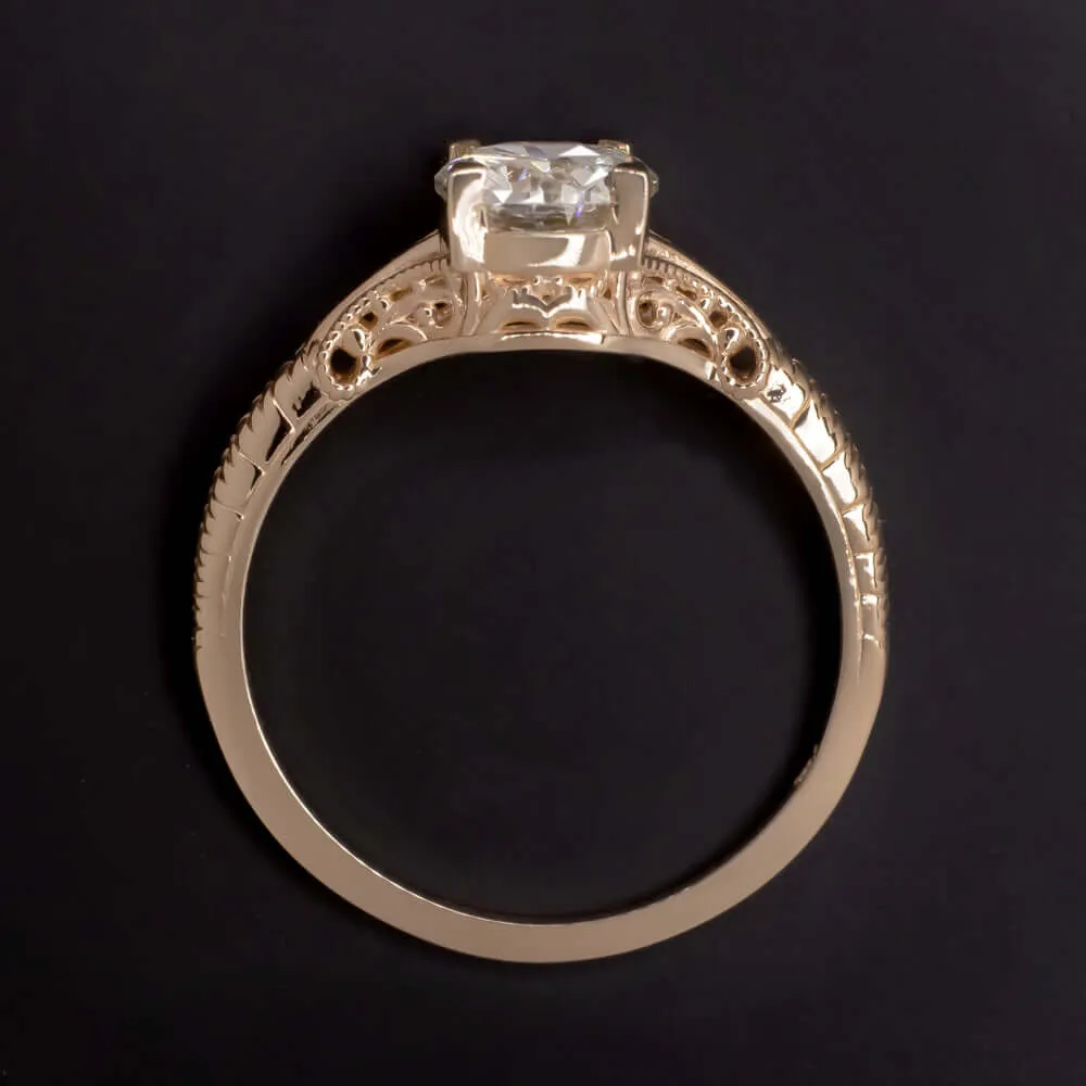 1 CARAT ROUND CUT DIAMOND ENGAGEMENT RING VINTAGE STYLE SOLITAIRE ROSE GOLD 1ct