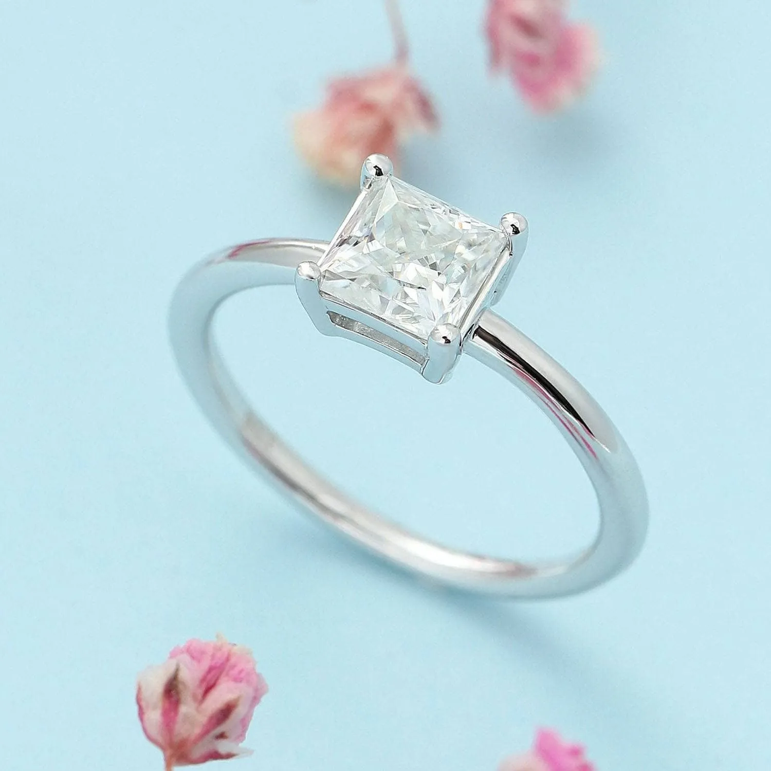 1.0 Ct Princess Cut Diamond Solitaire Engagement Ring