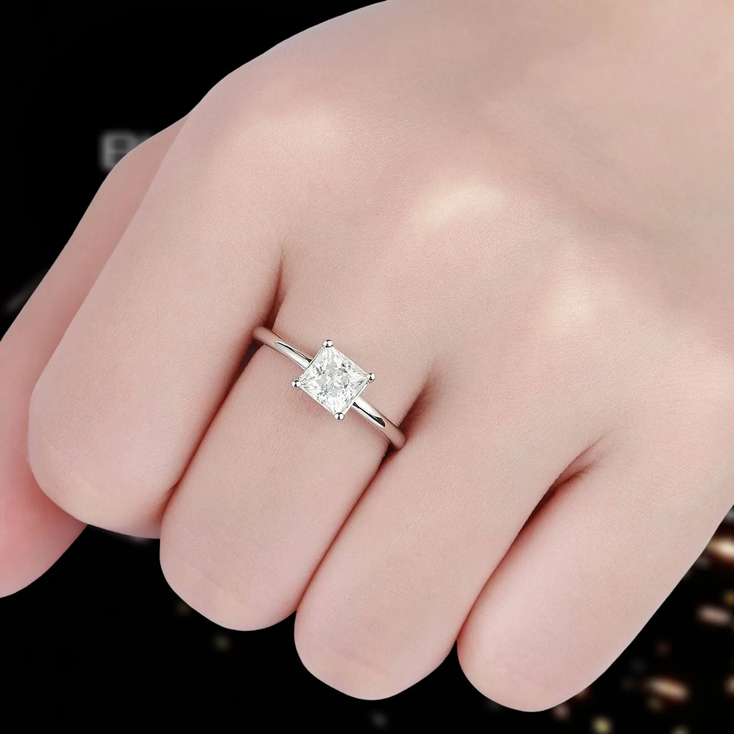 1.0 Ct Princess Cut Diamond Solitaire Engagement Ring