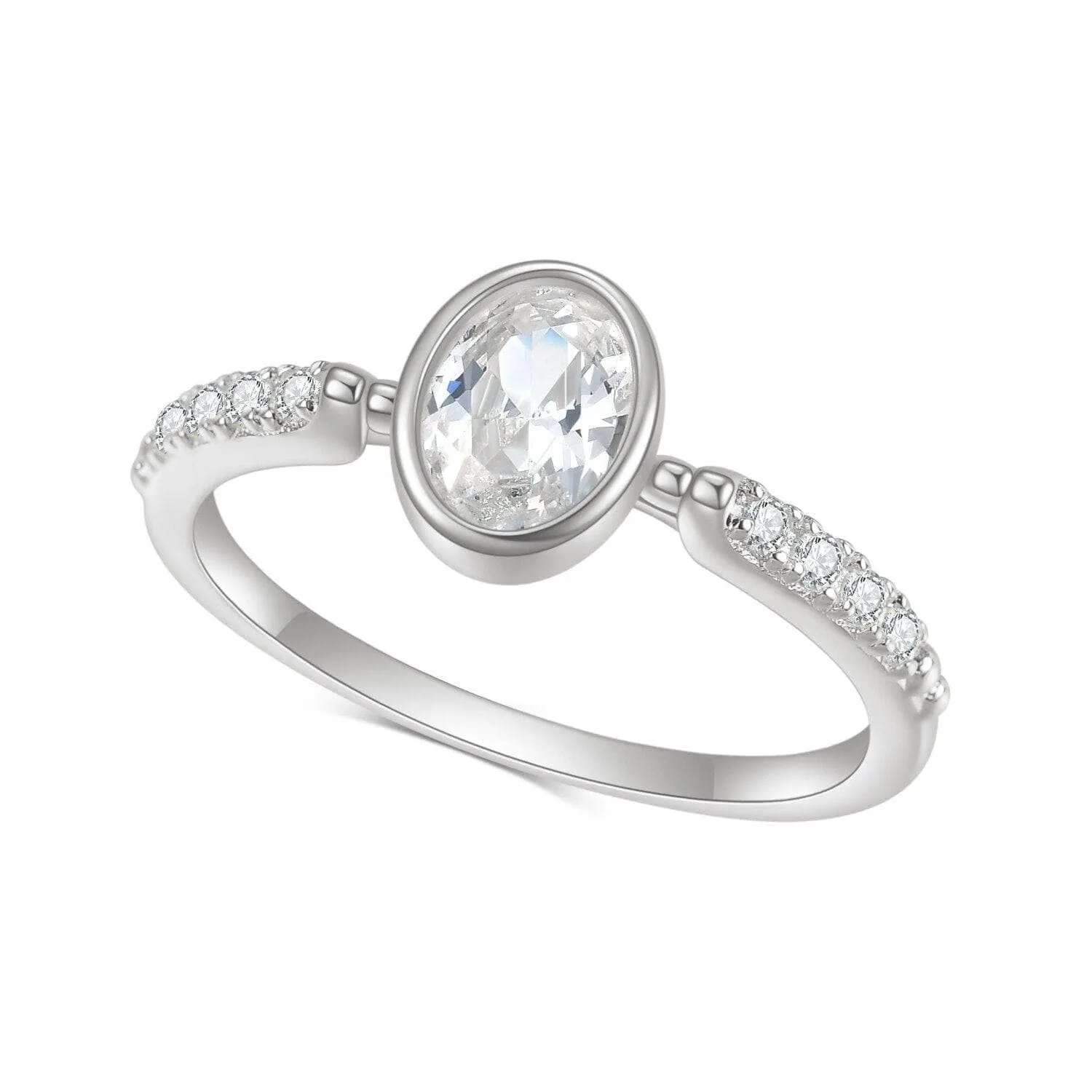 1.12 Ct Oval Cut Diamond Bezel Setting Engagement Ring