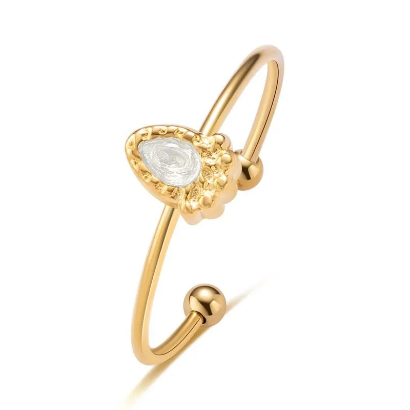 14K Gold Waterdrop Shaped Adjustable Ring with French Exquisite Craftsmanship