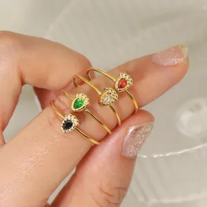 14K Gold Waterdrop Shaped Adjustable Ring with French Exquisite Craftsmanship