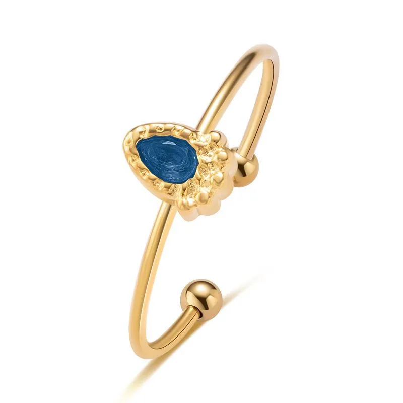 14K Gold Waterdrop Shaped Adjustable Ring with French Exquisite Craftsmanship