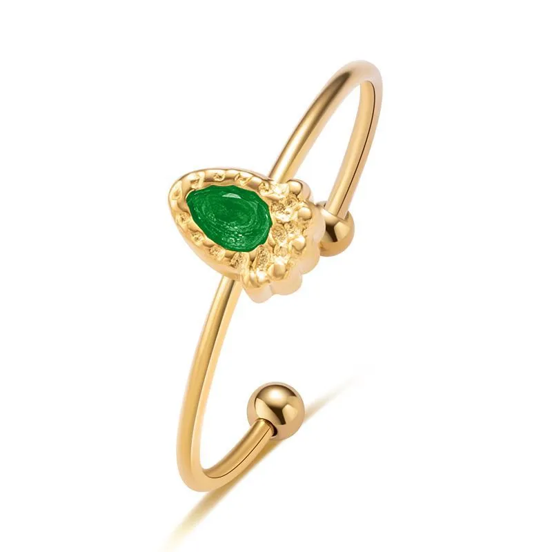 14K Gold Waterdrop Shaped Adjustable Ring with French Exquisite Craftsmanship