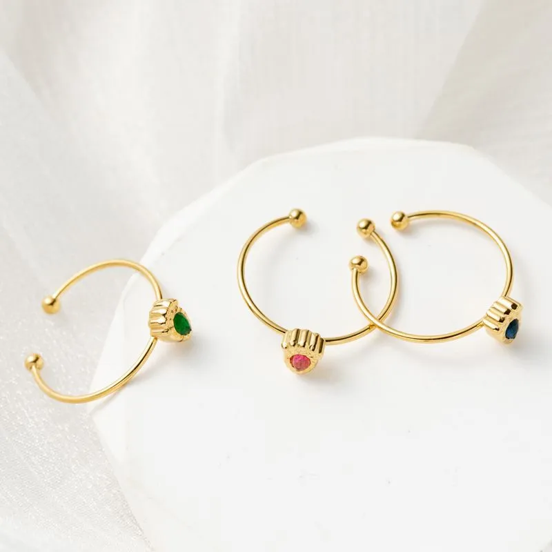 14K Gold Waterdrop Shaped Adjustable Ring with French Exquisite Craftsmanship