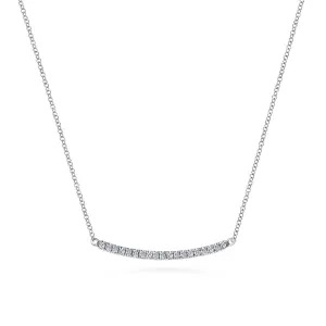 14K White Gold 18" Diamond Pavé Curved Bar Necklace - NK4273W45JJ