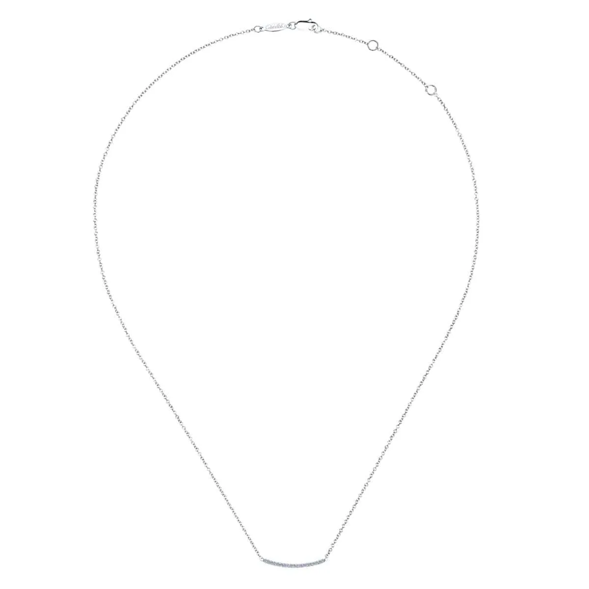 14K White Gold 18" Diamond Pavé Curved Bar Necklace - NK4273W45JJ