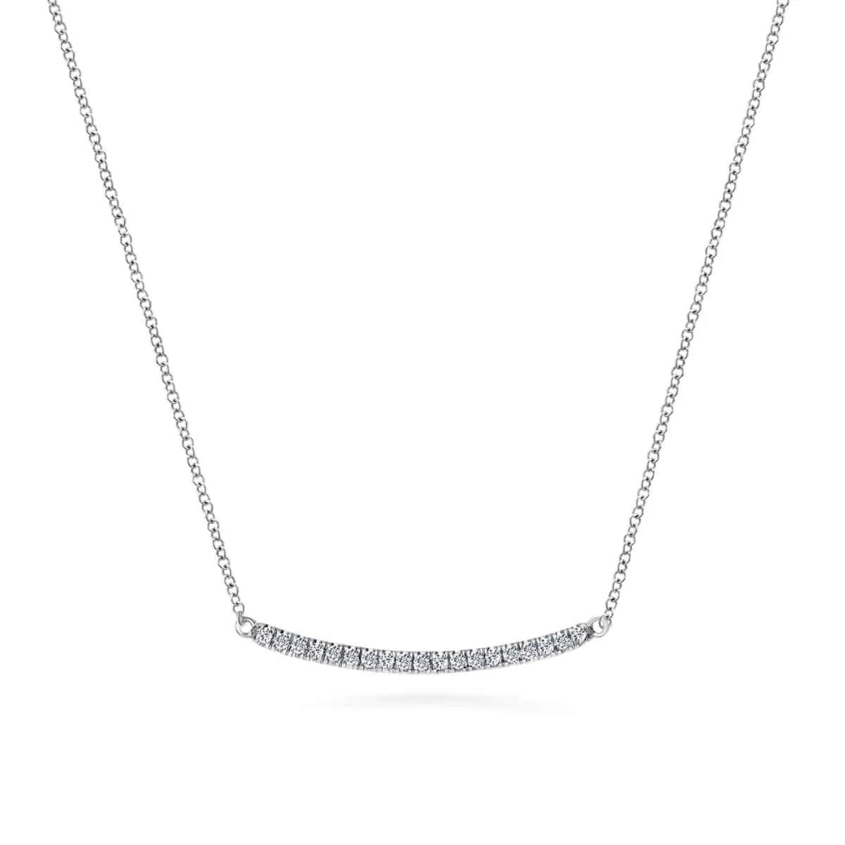 14K White Gold 18" Diamond Pavé Curved Bar Necklace - NK4273W45JJ