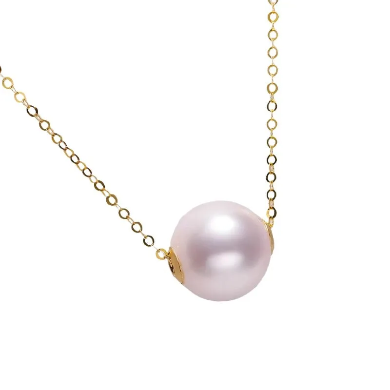 18k Yellow Gold Natural Freshwater Pearl Pendant Necklace