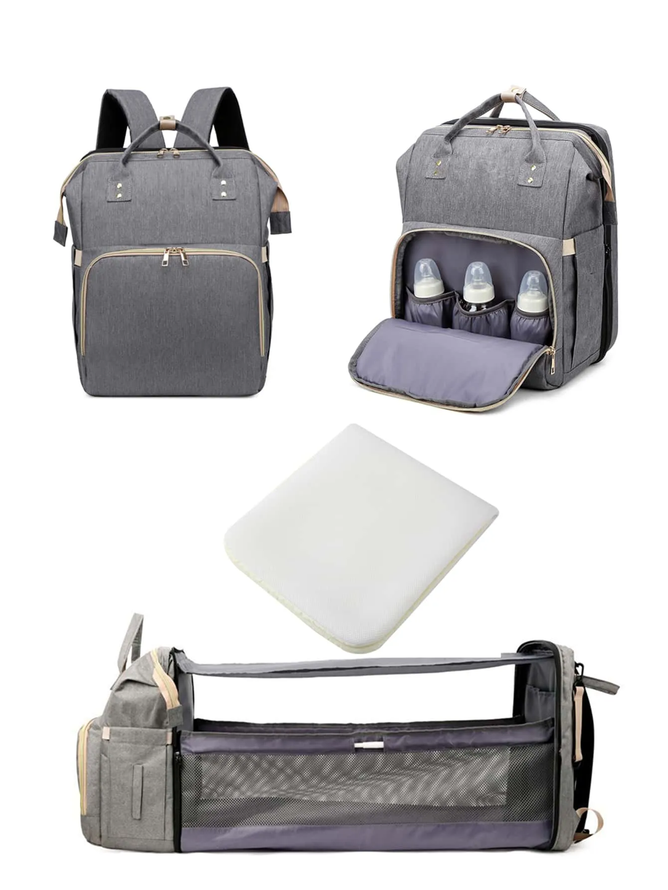 1pc Baby Foldable Bed Design Diaper Bag