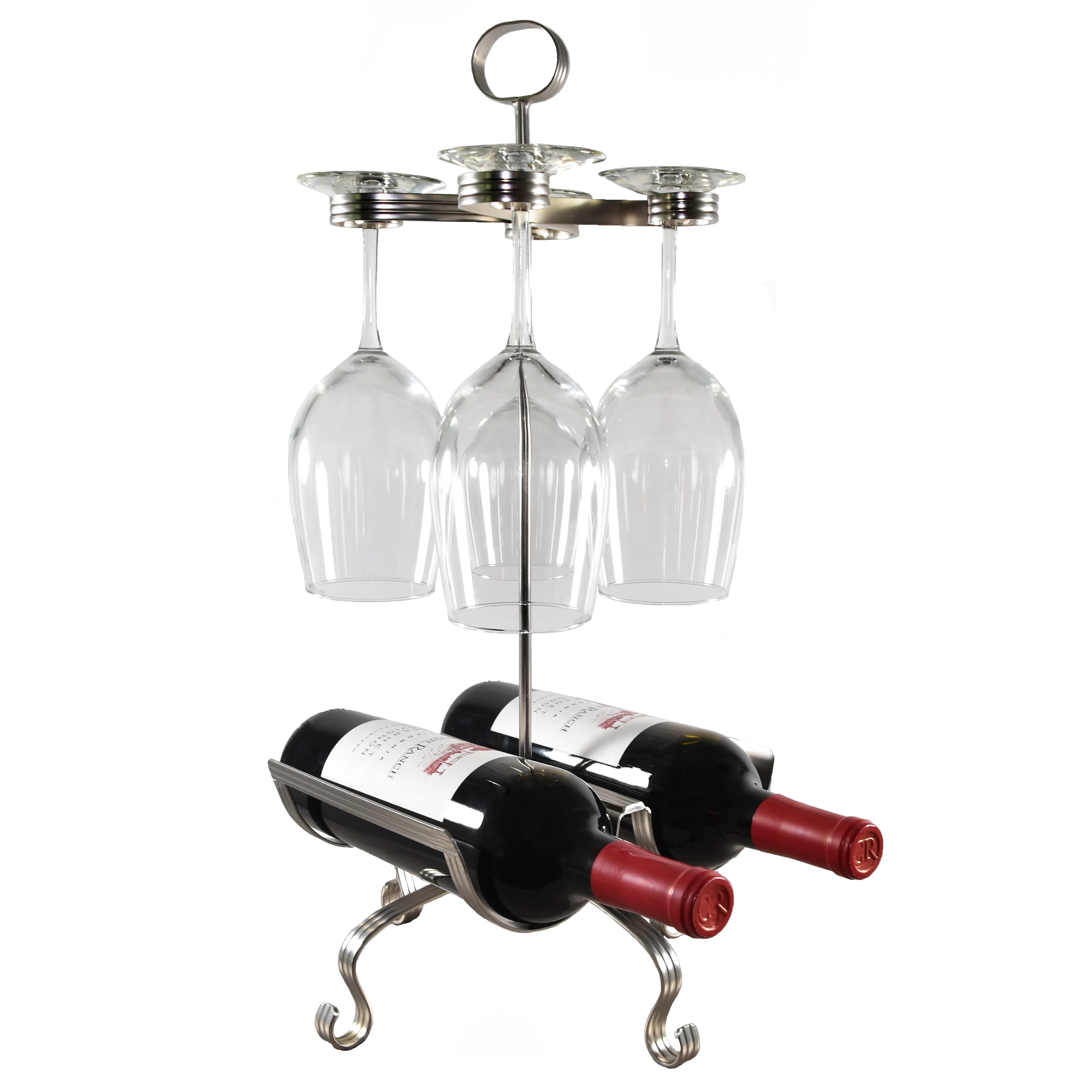 2 Bottle Wine Rack And Stemware Holder Organizer