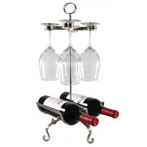 2 Bottle Wine Rack And Stemware Holder Organizer