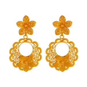 22k Gold Earrings With Floral Design And Intricate Craftsmanship
