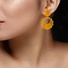 22k Gold Earrings With Floral Design And Intricate Craftsmanship