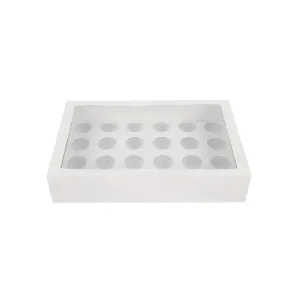 24 White Mini Cupcake Box Window With Insert
