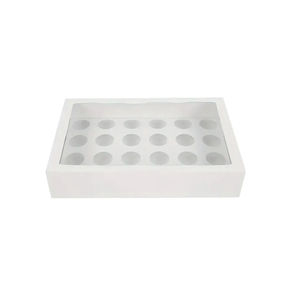 24 White Mini Cupcake Box Window With Insert
