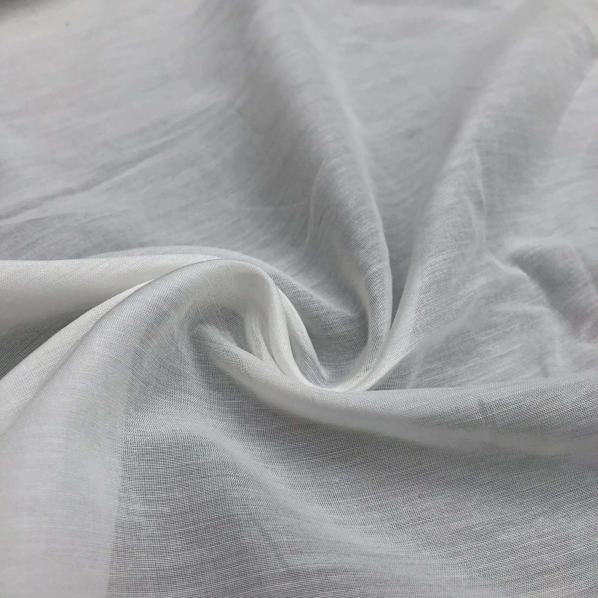58" White 100% Supima Cotton Voile Sheer & Light Woven Fabric By the Yard