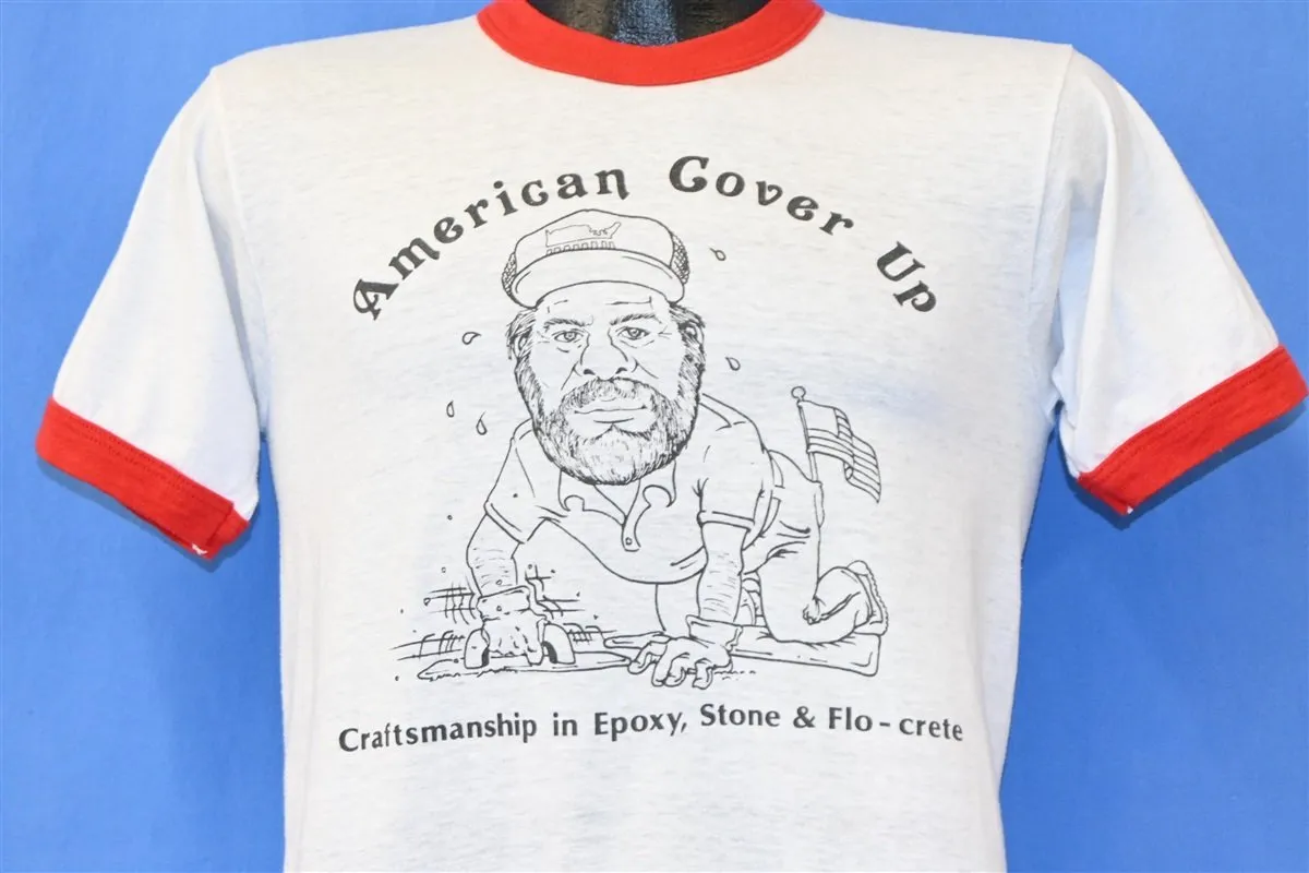 80s American Cover Up Craftsmanship Flooring Ringer t-shirt Small