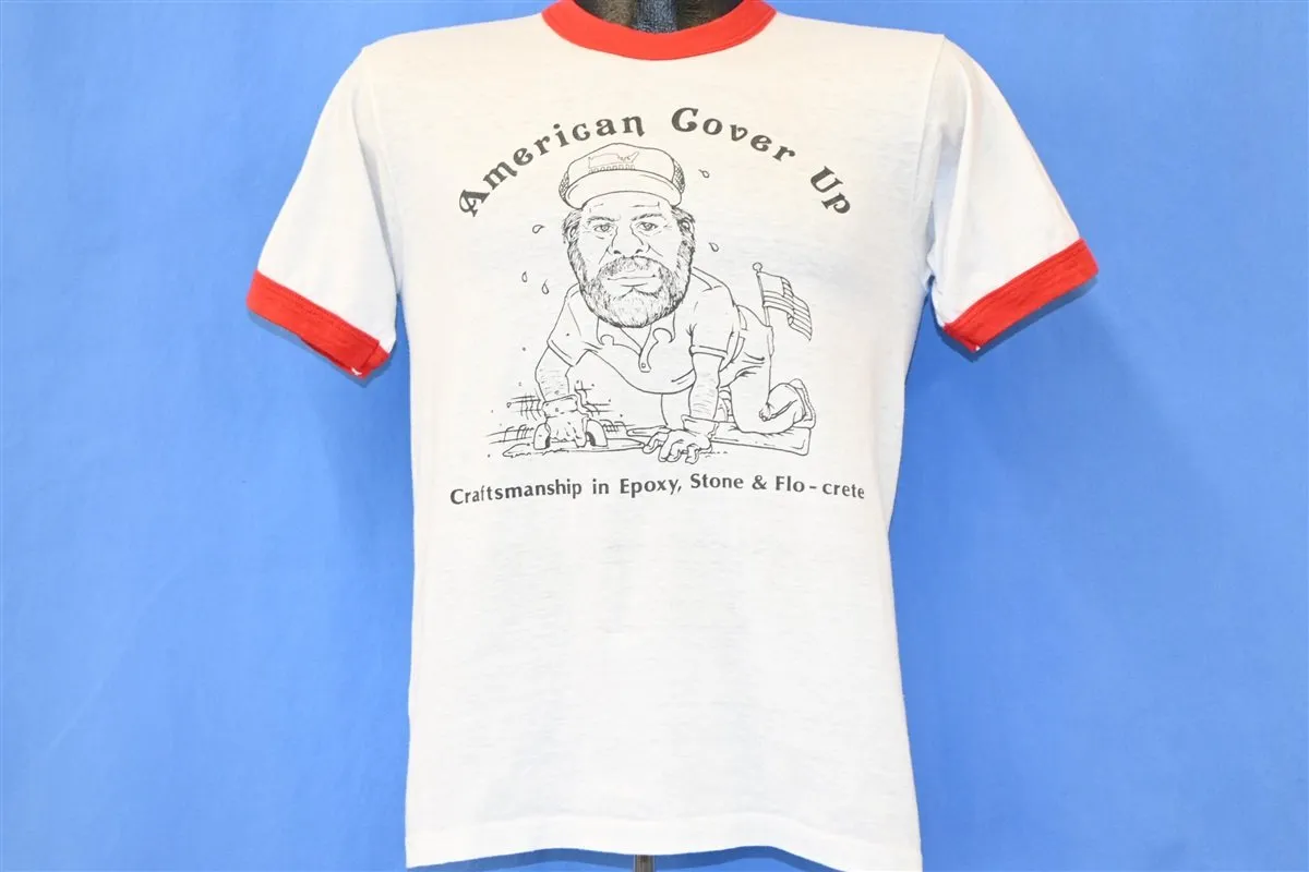 80s American Cover Up Craftsmanship Flooring Ringer t-shirt Small