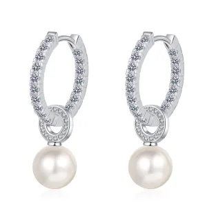 925 Sterling Silver Freshwater Pearl Inlaid Moissanite Earrings For Women