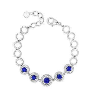Absolute Jewellery Sapphire Blue Circles Silver Bracelet