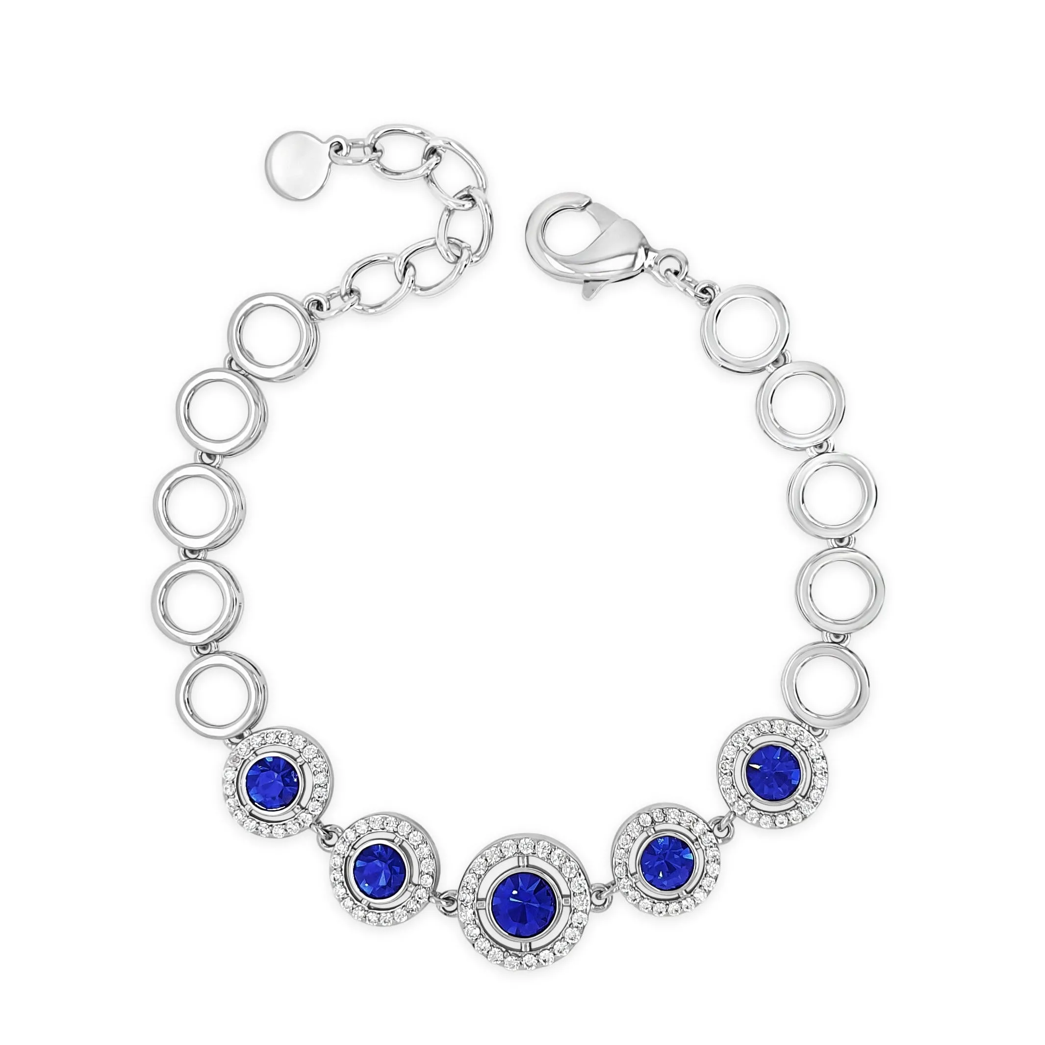 Absolute Jewellery Sapphire Blue Circles Silver Bracelet