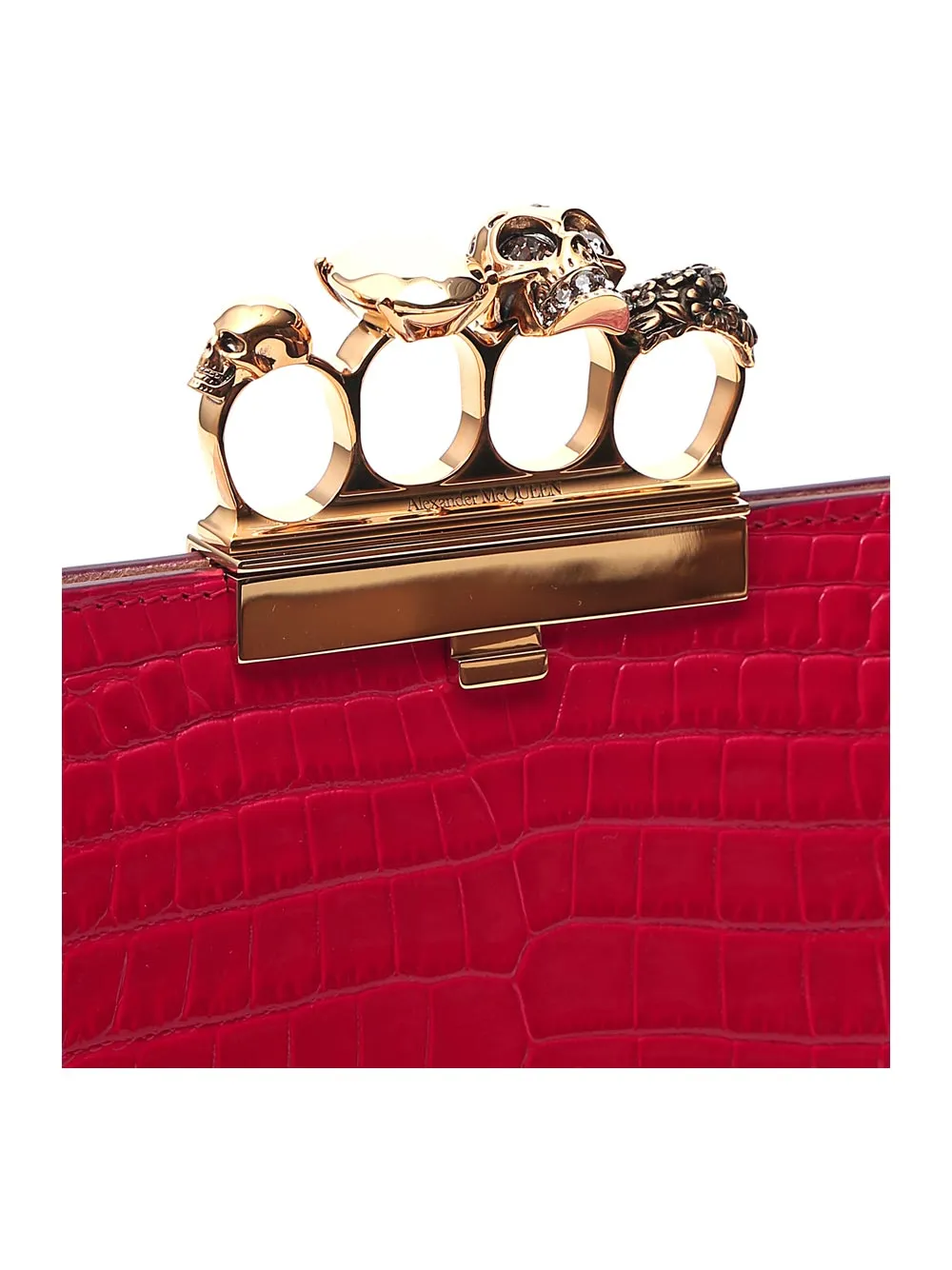 Alexander McQueen Four-Ring Embossed Clutch Bag