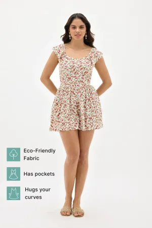 Alfiya|Floral Playsuit With Pockets