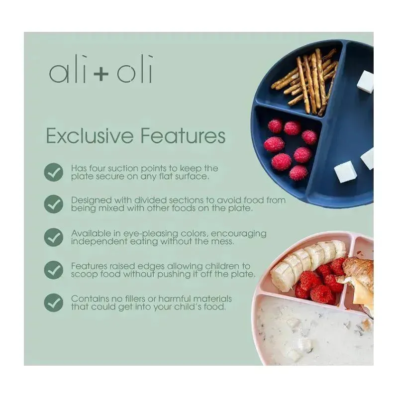 Ali   Oli - Baby Plate With Suction And Divided Portions, Oatmeal