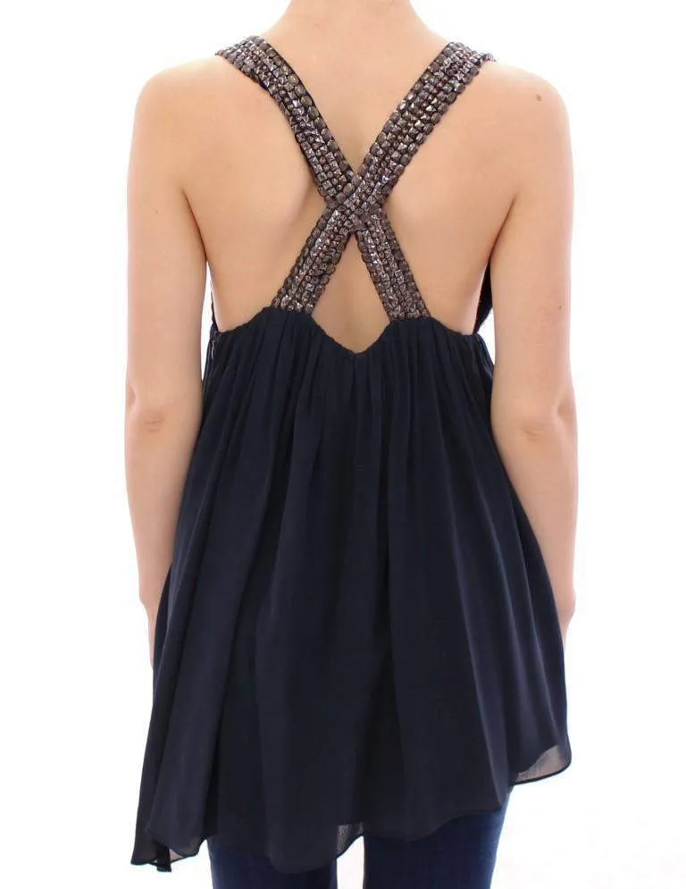 Anaikka Navy  Studs Embellished Top Blouse