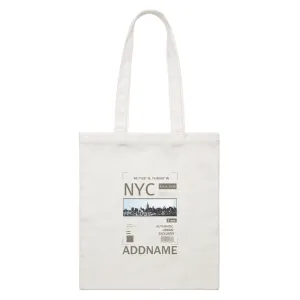 Artistic City NYC Authentic Urban Exclusive with Addname White Canvas Bag