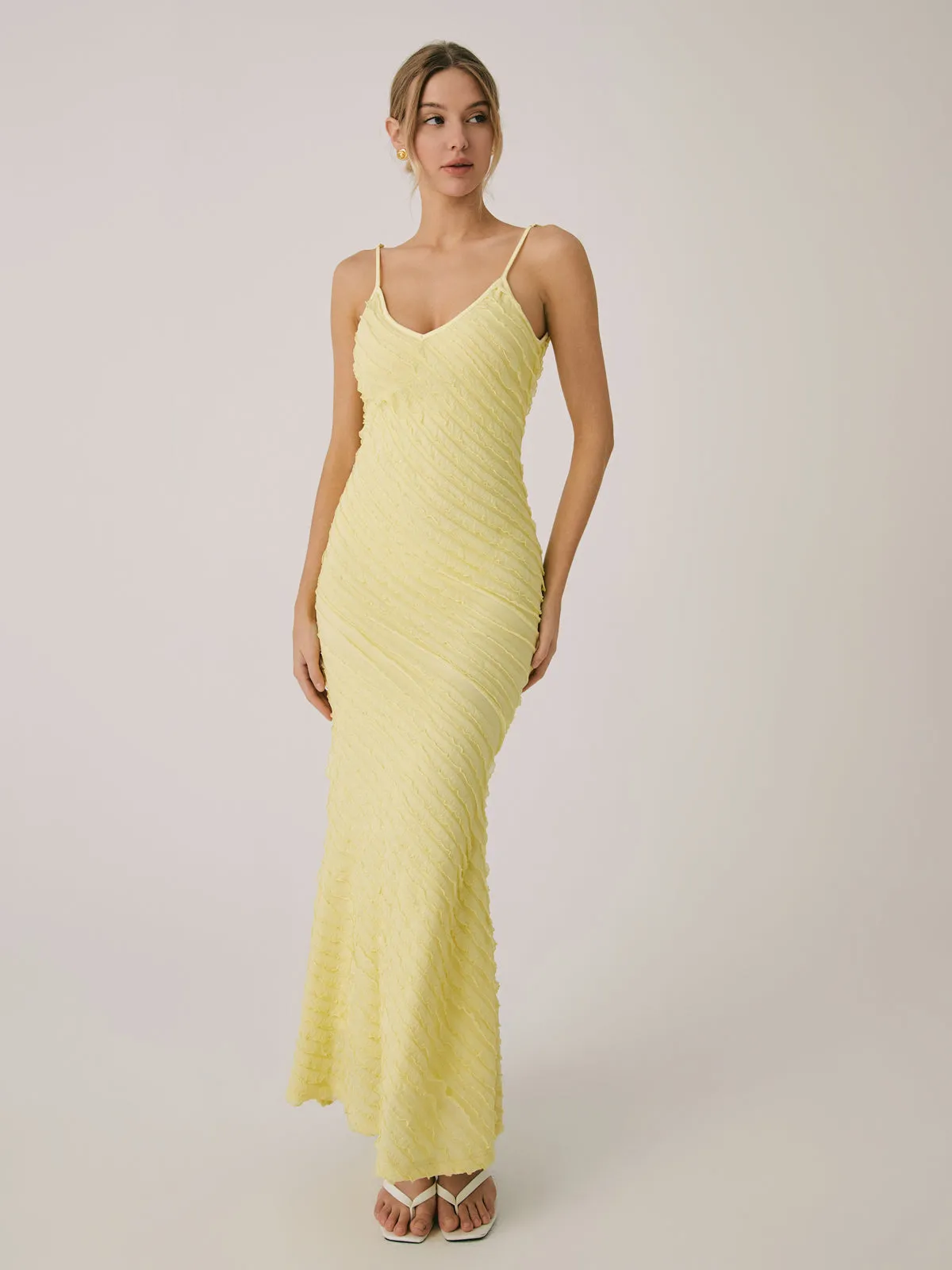 Backless Plain Graceful Cami Midi Dress
