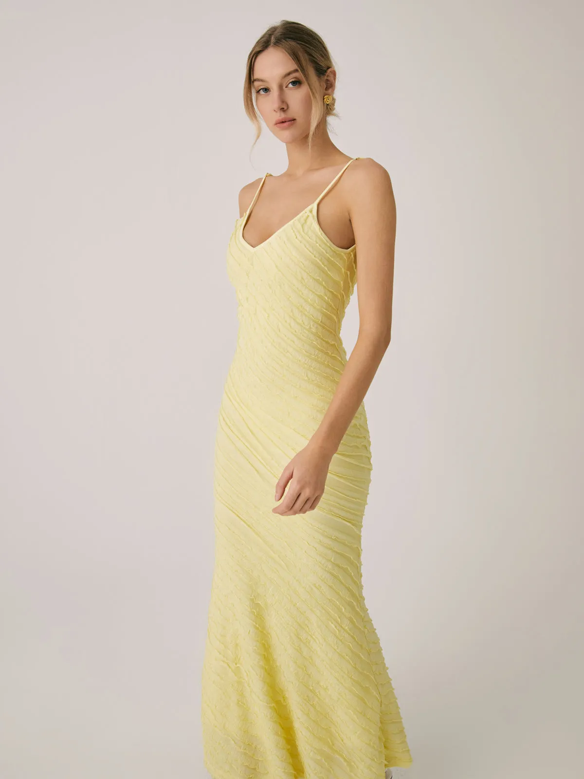 Backless Plain Graceful Cami Midi Dress