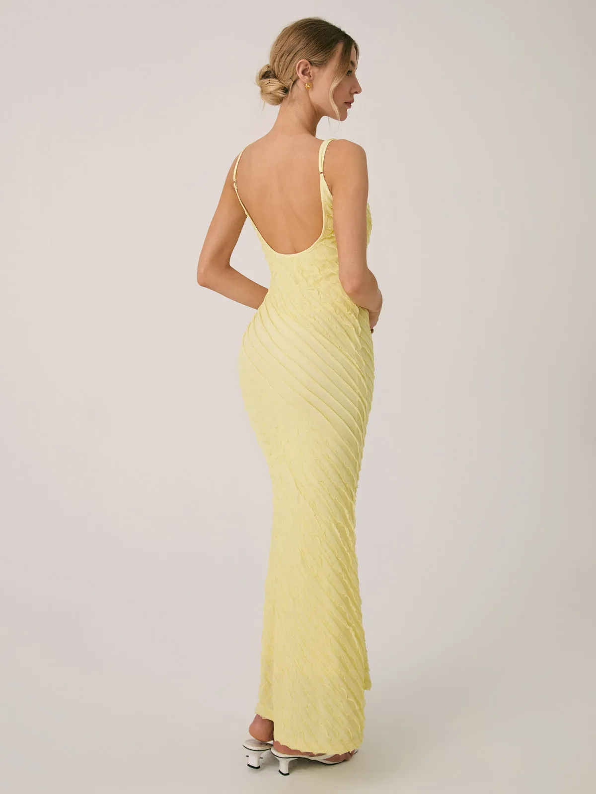 Backless Plain Graceful Cami Midi Dress