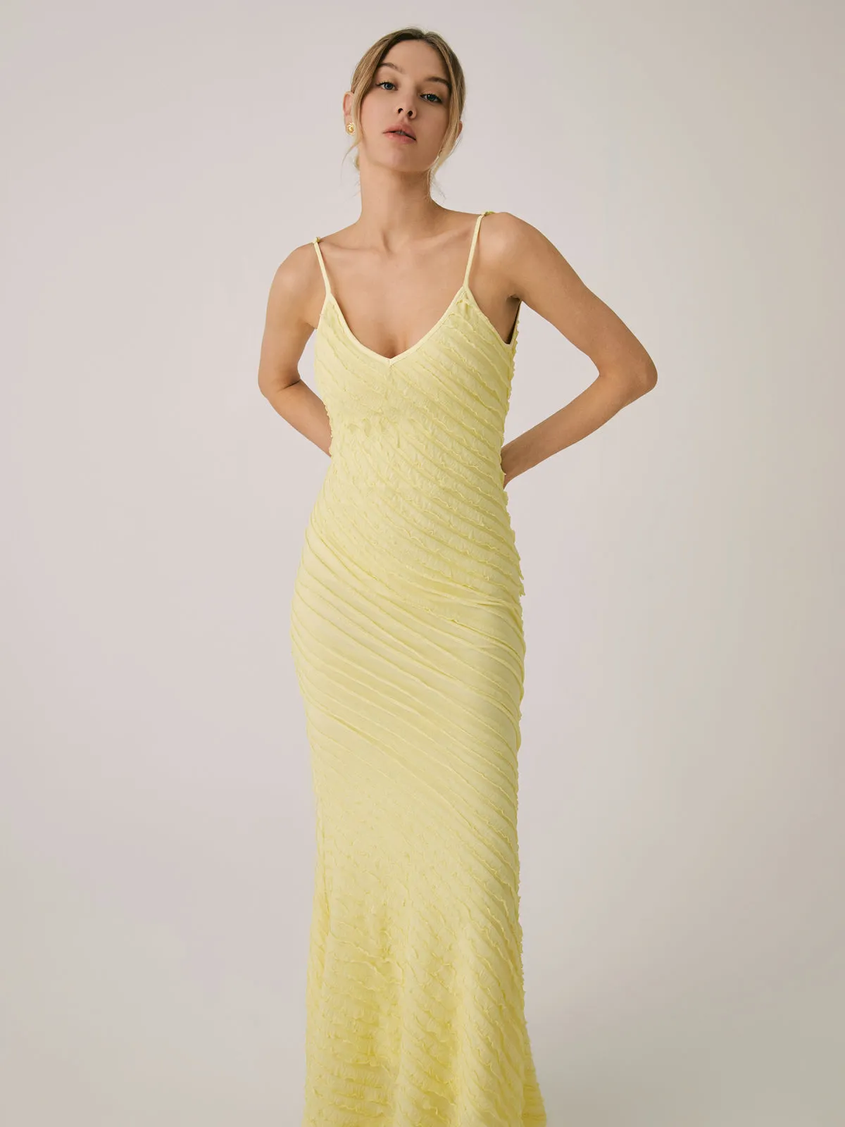 Backless Plain Graceful Cami Midi Dress