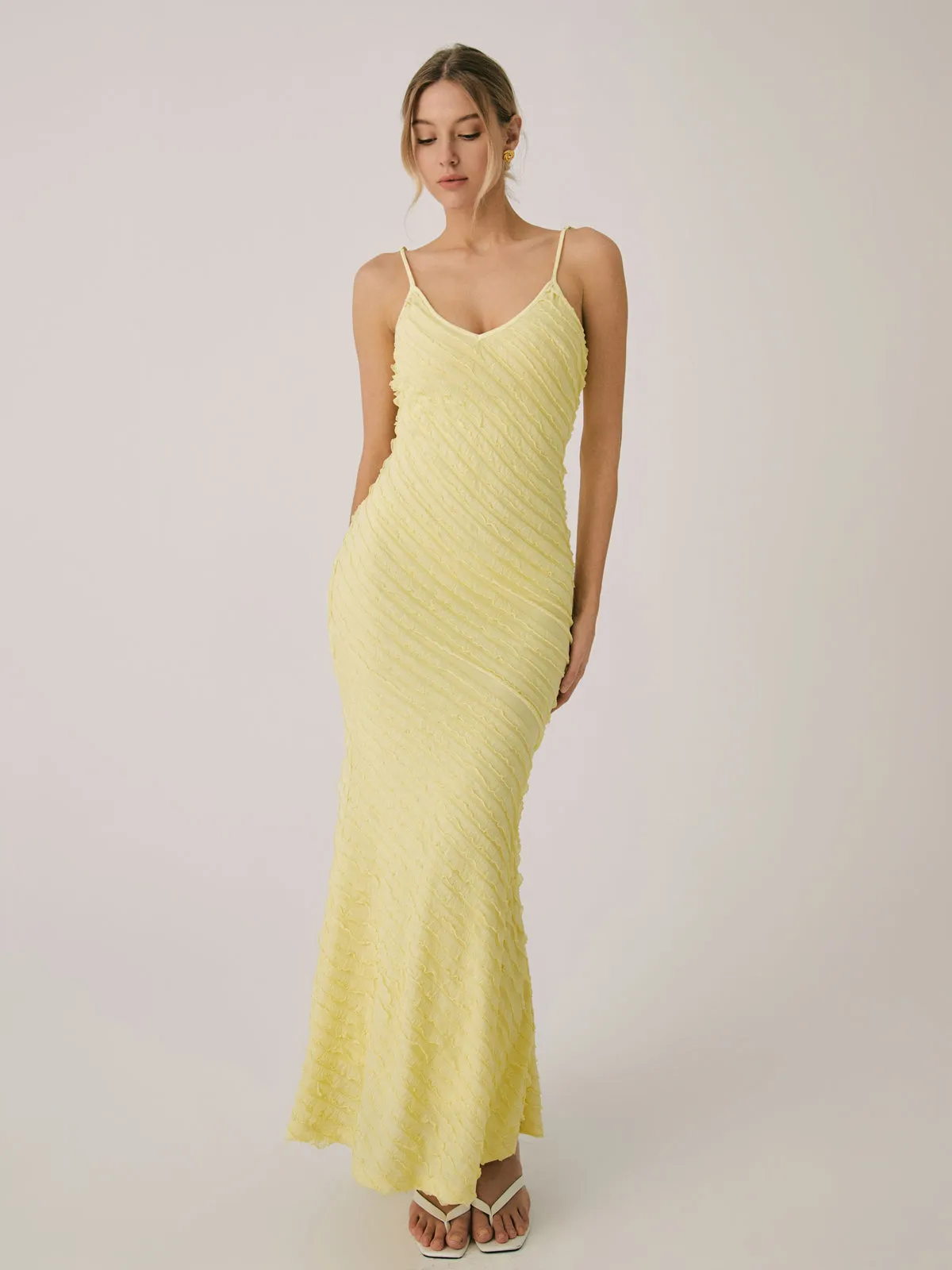 Backless Plain Graceful Cami Midi Dress
