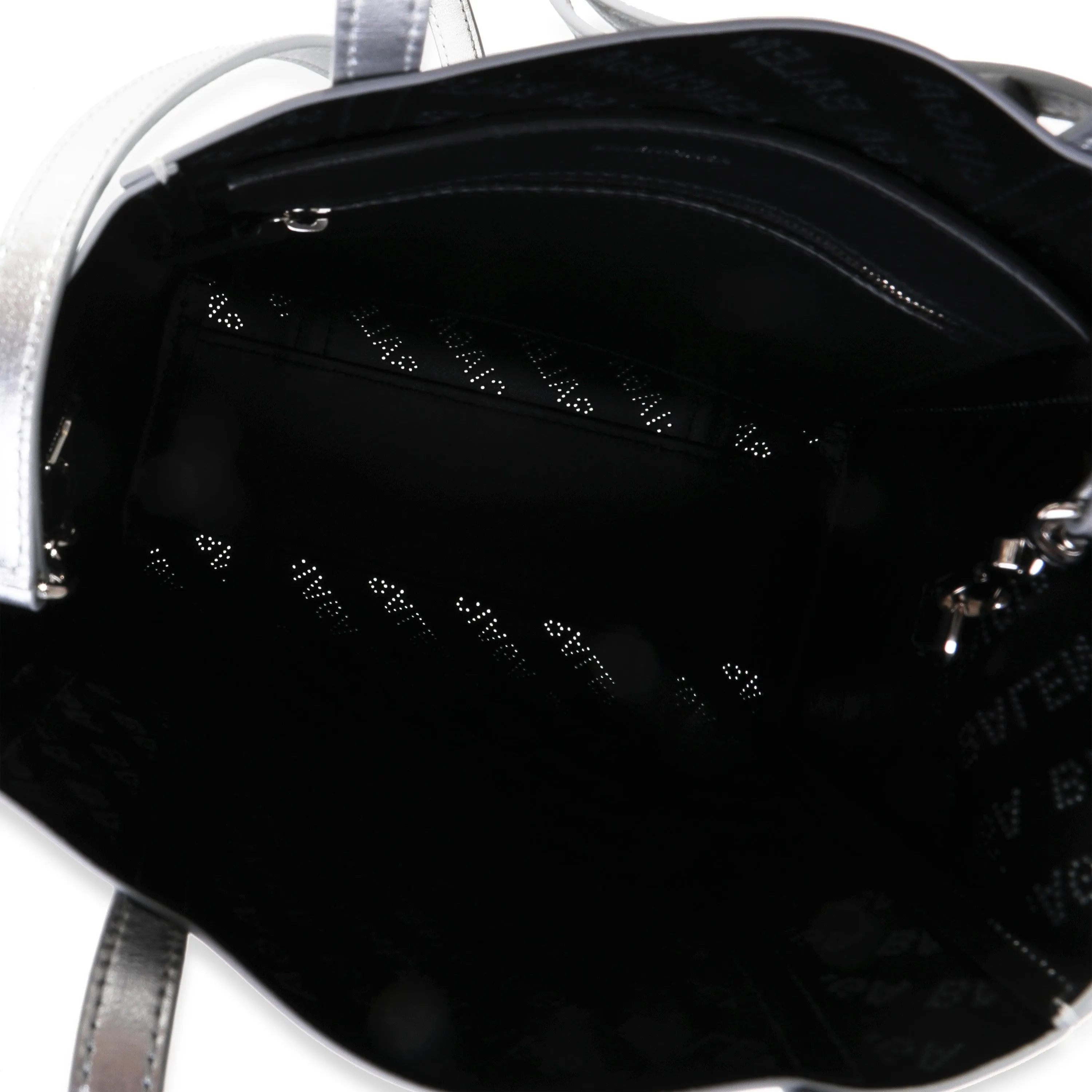BALENCIAGA New Silver Calfskin Logo Perforated XXS Everyday Tote
