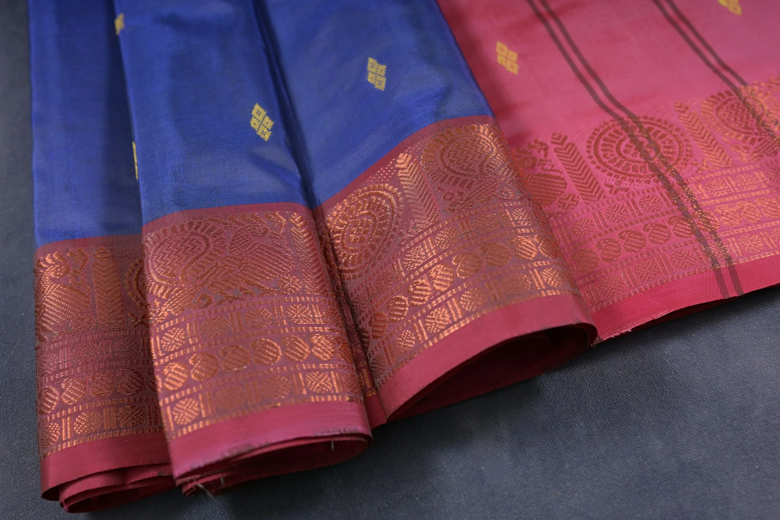 Banana Pith Saree with Rich Copper Zari Border - Indian Craftsmanship
