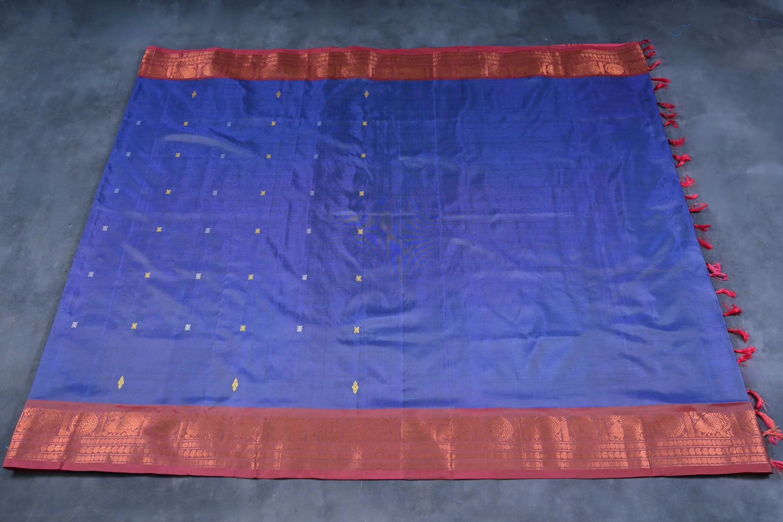 Banana Pith Saree with Rich Copper Zari Border - Indian Craftsmanship