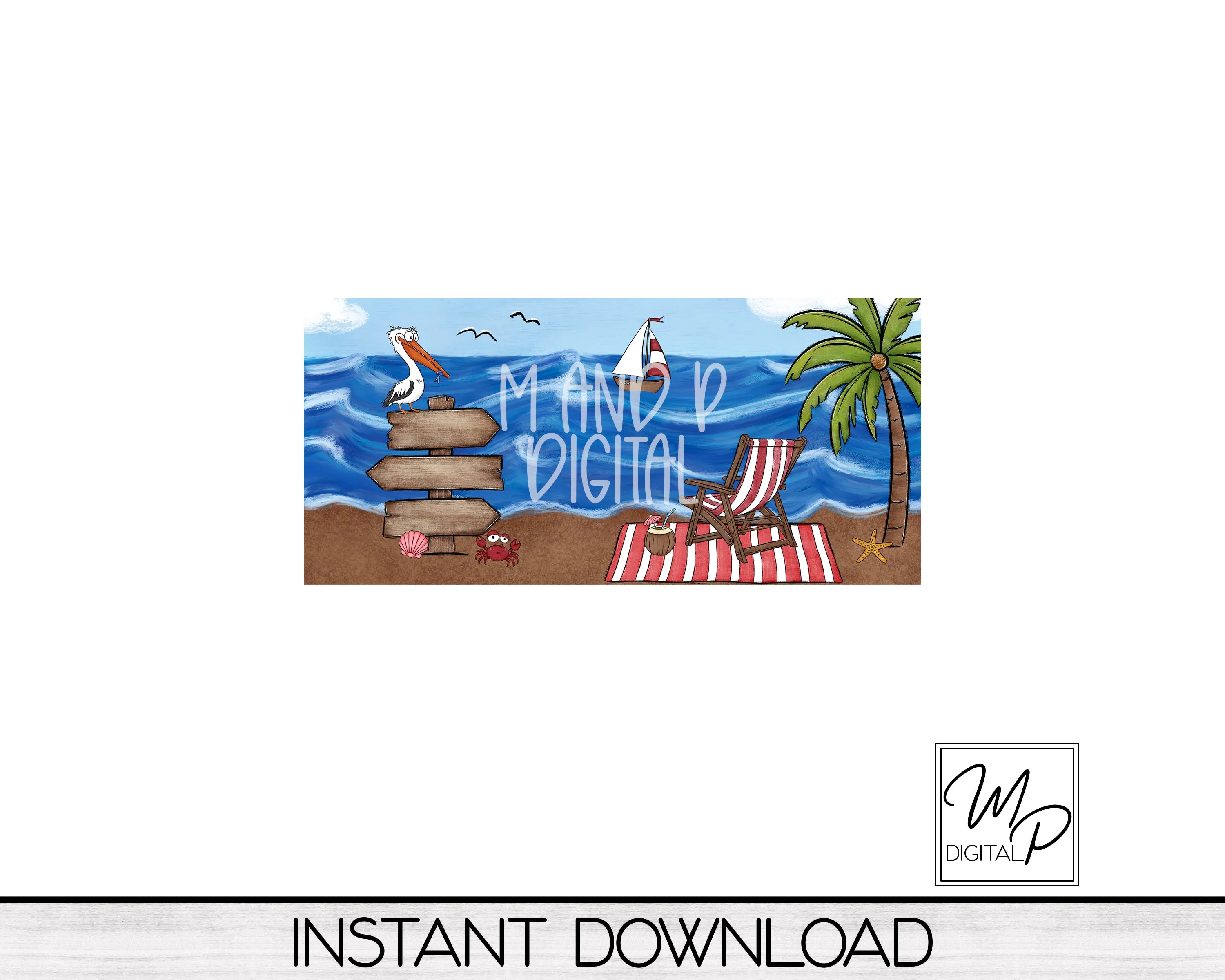 Beach Key Hanger PNG Sublimation Design, Digital Download