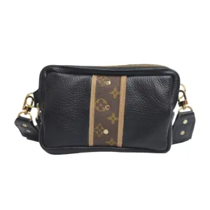 Bella Belt Bag In Black Leather | Upcycled LV