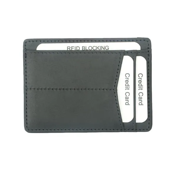 Black Grained Leather RFID Card Holder 黑色真牛皮RFID安全防盜信用卡套 CH19007
