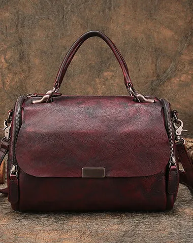 Black Gray Vintage Womens Leather Handbag Purse Handbag Rivet Shoulder Bag for Ladies