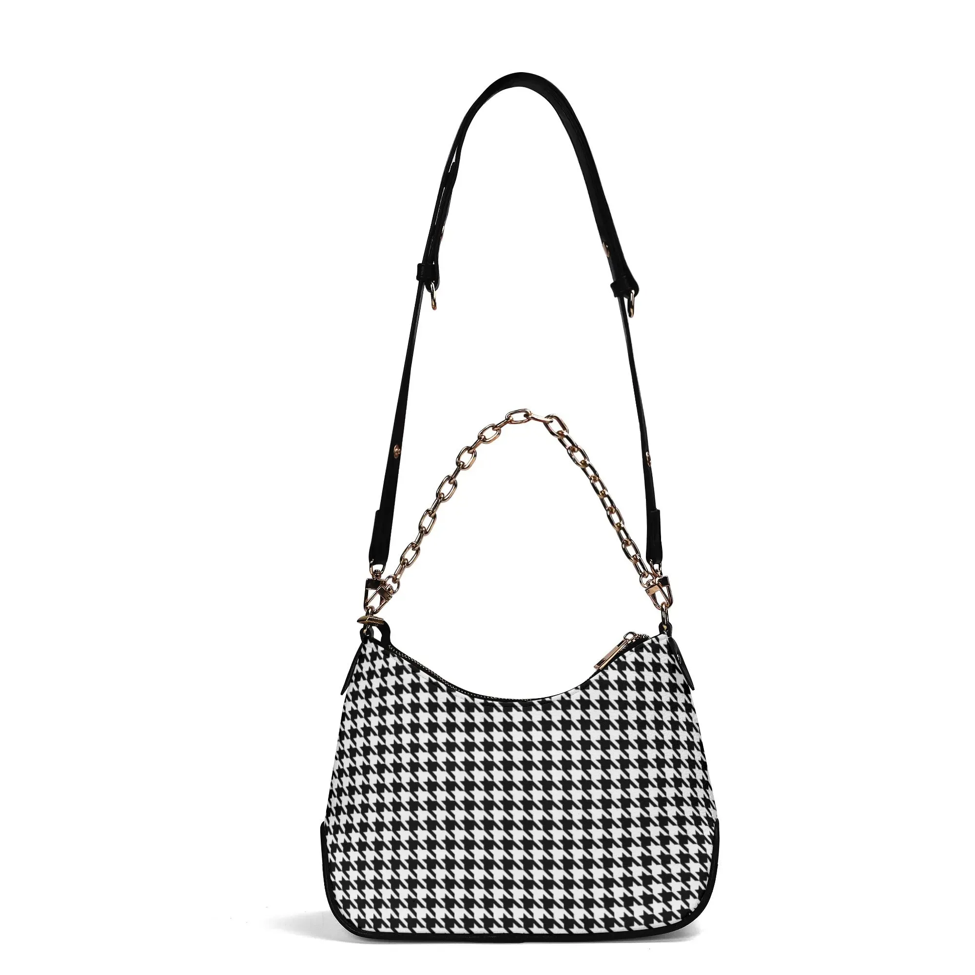 Black Houndstooth Handbag, 60s inspired Houndstooth Purse, Black and White PU Leather Handbag, 60s purse style, Retro Handbag, Retro Purse