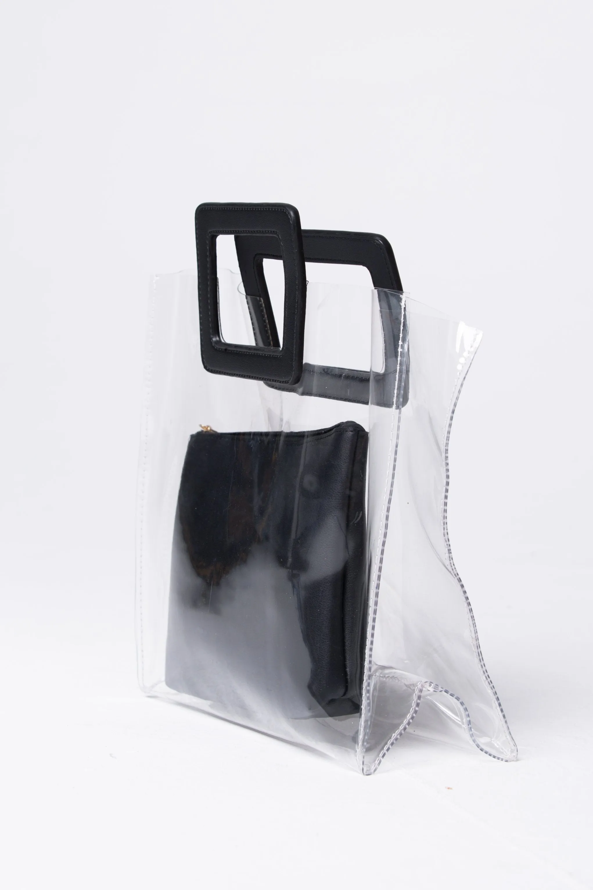 Black Transparent Plastic Cool Handbag
