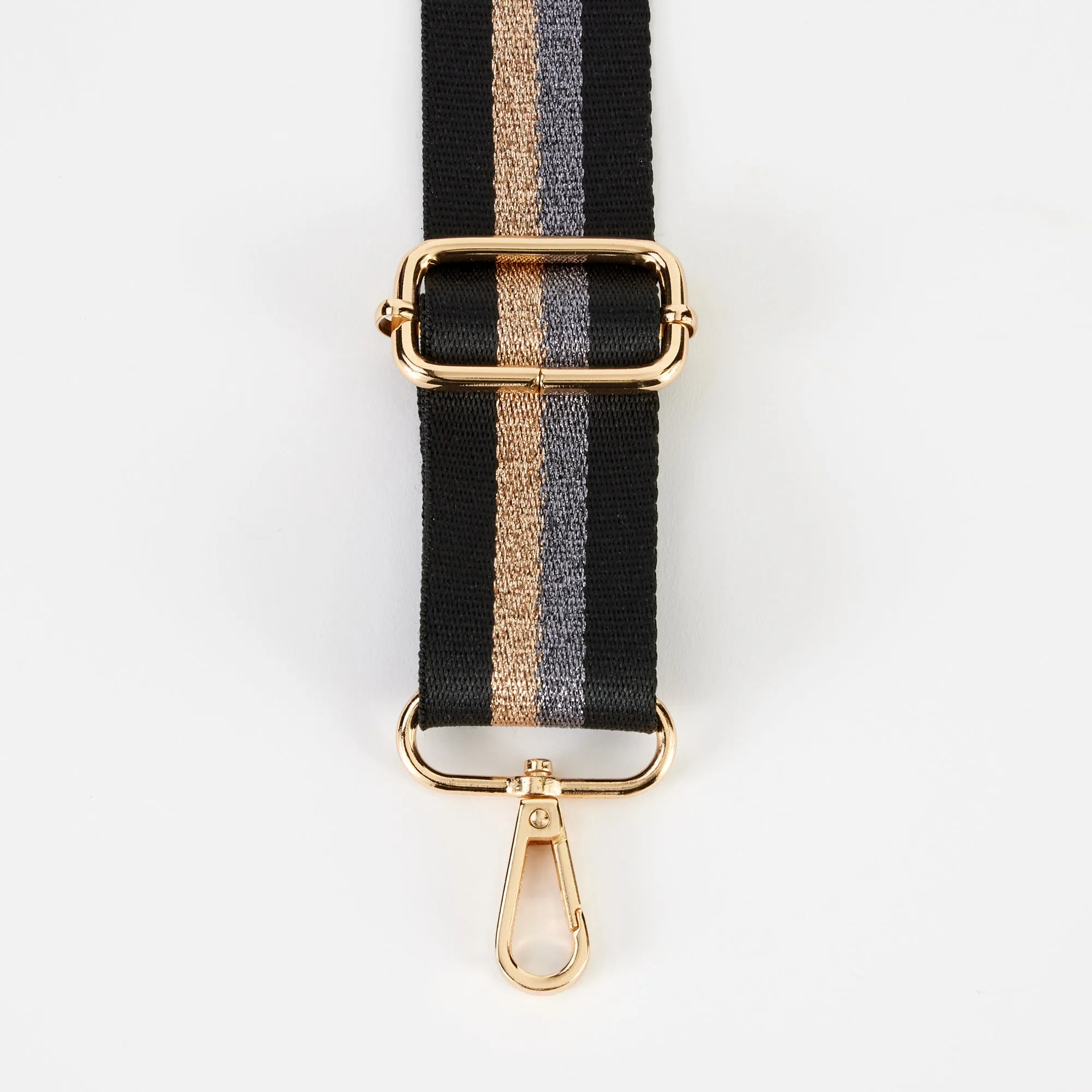 Black/Metallic Stripe Webbing Handbag Strap