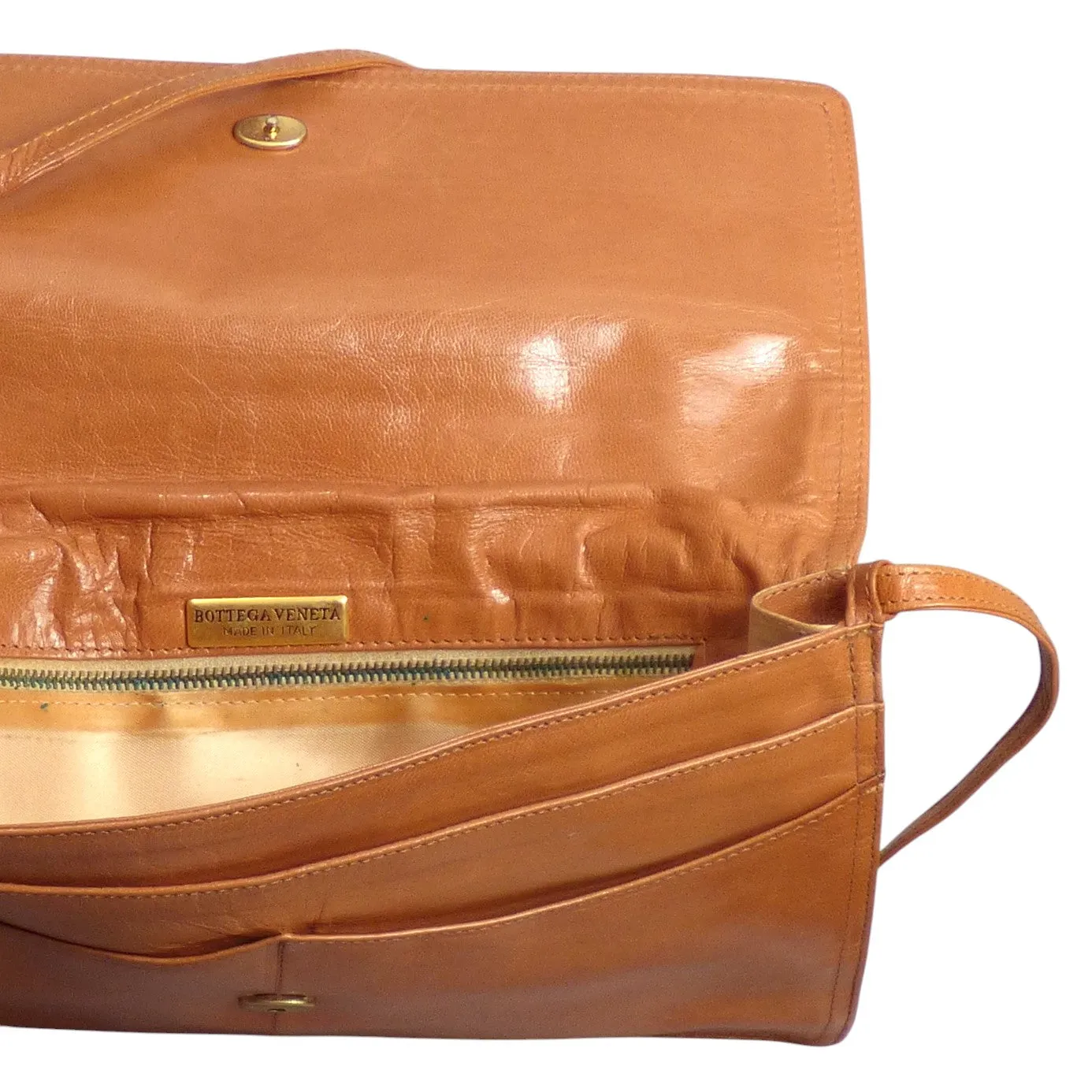 BOTTEGA VENETA- 1970s Caramel Leather Shoulder Bag