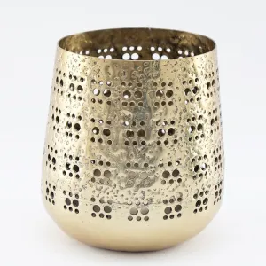 Brass-Finish Candle Holder / Plant Pot Holder - 19cm