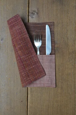 Brown Fabric Cutlery Holder Set